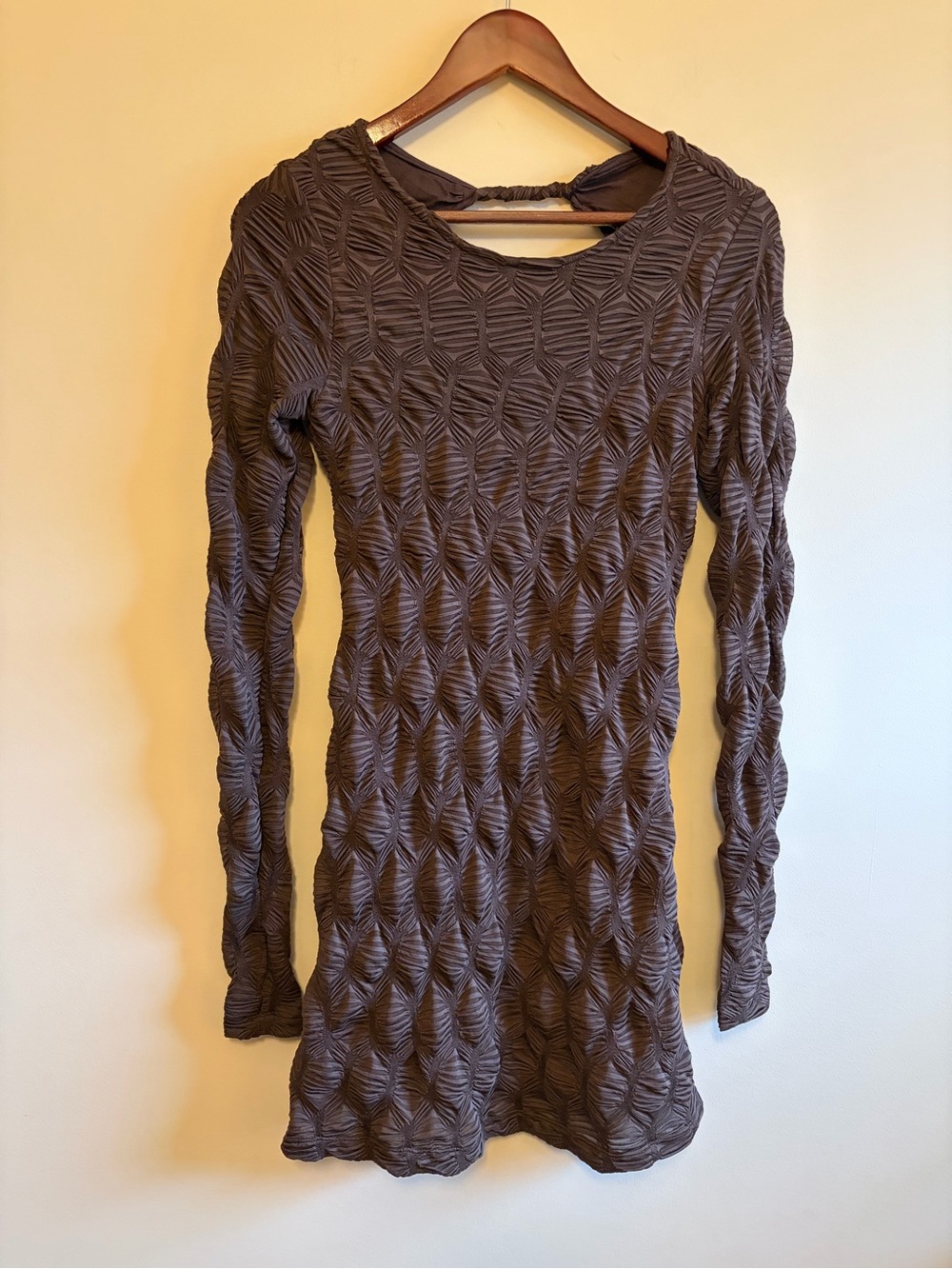 Free People Long Sleeve Textured Brown Dress
